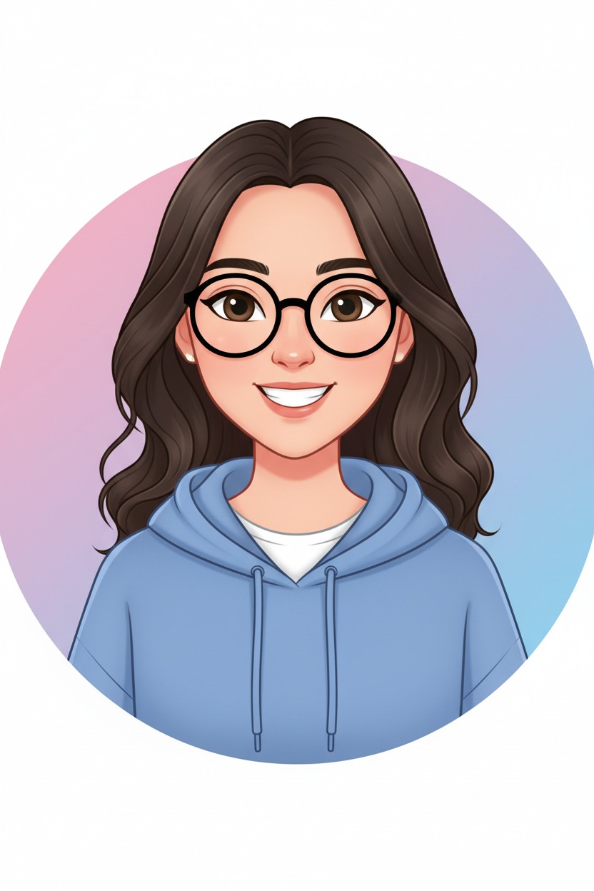 Asian female wear glasses avatar cartoon