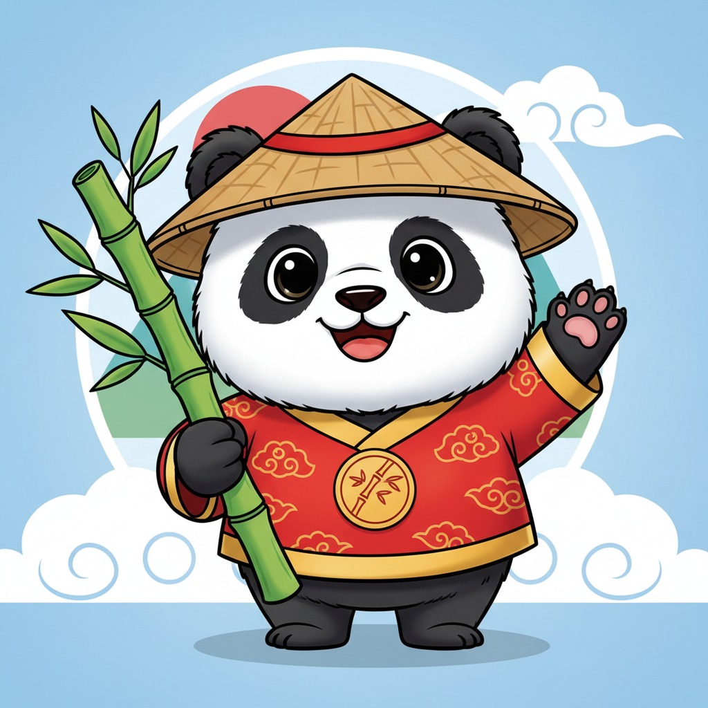 Panda mascot cartoon